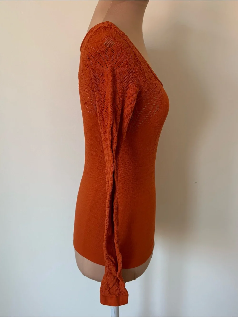 Free People Intimately So Many Likes Knit Long Sleeve Orange Seamless Top XS/S